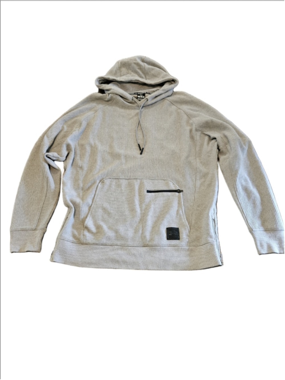 Men's Under Armour Gray Ribbed Ottoman Hoodie M with Black Accents